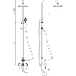 Душевая система Milacio Soria со смесителем, серебро (MC.102.SL)