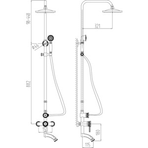 Душевая система Milacio Villena со смесителем, бронза (MC.103.BR)
