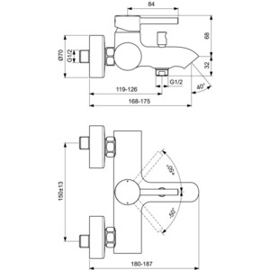 Смеситель для ванны Ideal Standard Kolva черный (BC675U4)