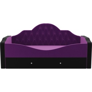 Детская кровать АртМебель Скаут микровельвет фиолетовый черный