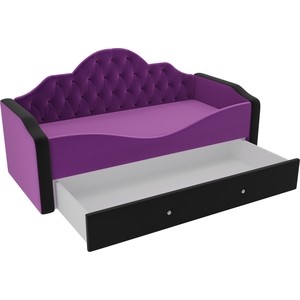 Детская кровать АртМебель Скаут микровельвет фиолетовый черный