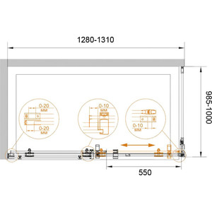 Душевой уголок Cezares Stylus-M AH-1 130х100 прозрачный, хром (STYLUS-O-M-AH-1-130/100-C-Cr)