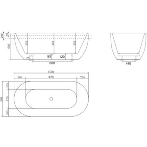 Акриловая ванна BelBagno 150x80 со смесителем, слив-перелив хром (BB70-1500-800, F7514100)