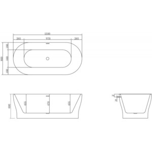 Акриловая ванна BelBagno 150x80 слив-перелив хром (BB405-1500-800)