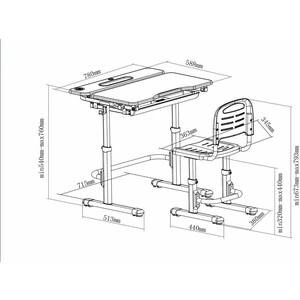 Комплект парта + стул трансформеры FunDesk Botero grey cubby