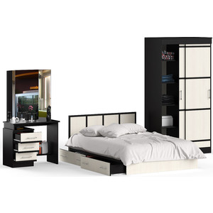Комплект мебели СВК Сакура спальня № 4 кровать 140x200, стол косметический с зеркалом, шкаф-купе, венге/дуб лоредо (1670039)