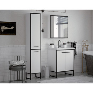 Мебель для ванной Corozo Айрон 60 черная/белая зеркальный шкаф 90x70 см арт серый corozo айрон sd 00000281