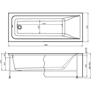 Акриловая ванна Aquanet Bright 180x70 с каркасом и панелью (216662, 243518)