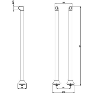 Комплект колонн Lemark для установки смесителя на пол, 2 шт. хром (LM8565C)
