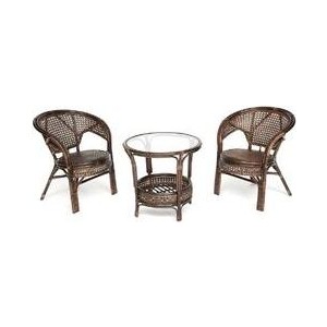 Террасный комплект (стол со стеклом + 2 кресла) TetChair Pelangi ротанг walnut (грецкий орех) marcel walnut fabric комплект из 4 стульев