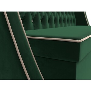Кухонный прямой диван АртМебель Лофт велюр зеленый