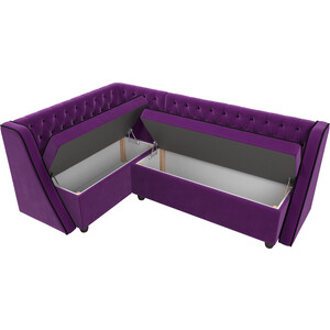 Кухонный угловой диван АртМебель Лофт микровельвет фиолетовый левый угол
