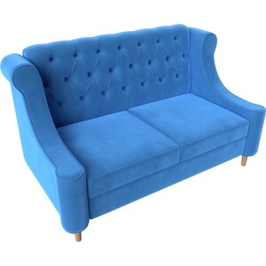 Кухонный прямой диван АртМебель Бронкс велюр голубой