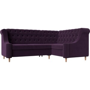 Кухонный угловой диван АртМебель Бронкс велюр фиолетовый правый угол