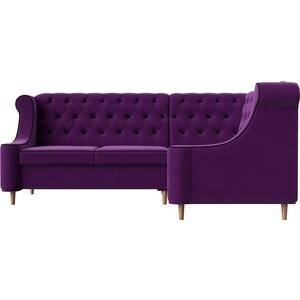 Кухонный угловой диван АртМебель Бронкс микровельвет фиолетовый правый угол
