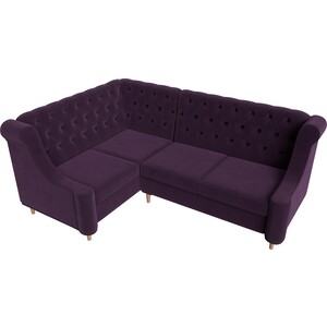 Кухонный угловой диван АртМебель Бронкс велюр фиолетовый левый угол