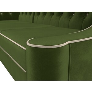 Кухонный угловой диван АртМебель Бронкс микровельвет зеленый левый угол