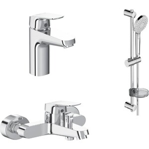 Комплект смесителей Ideal Standard Ceraflex 3 в 1 для раковины и ванны с душем (BD001AA) комплект смесителей vitra minimax s для раковины ванны душевой гарнитур a49153exp