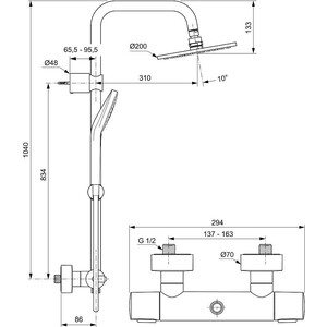 Душевая система Ideal Standard IdealRain Soft Evo с термостатом, хром (A6983AA)