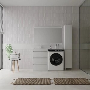 Мебель для ванной Style line Даллас Люкс 58 (120L) три ящика, под стиральную машину, усиленный кронштейн, белая