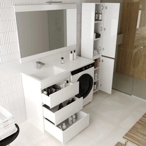 Мебель для ванной Style line Даллас Люкс 58 (120L) три ящика, под стиральную машину, усиленный кронштейн, белая