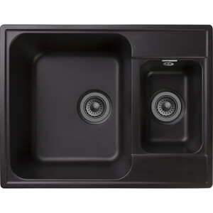 Кухонная мойка GranFest Quarz GF-Z09 с сифоном, черная кухонная мойка и смеситель greenstone grs 45 308 haiba hb70088 с сифоном черная