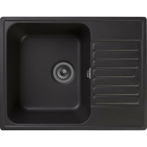 Кухонная мойка GranFest Quarz GF-Z13 с сифоном, черная кухонная мойка greenstone grs 14 308 черная с сифоном