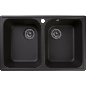 Кухонная мойка GranFest Quarz GF-Z15 с сифоном, черная кухонная мойка granfest unique 500 1 чаша 500х500 мм топаз u 500 топаз