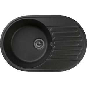 Кухонная мойка GranFest Quarz GF-Z18 с сифоном, черная кухонная мойка mixline ml gm10 new черная 308