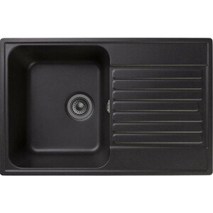 Кухонная мойка GranFest Quarz GF-Z78 с сифоном, черная кухонная мойка granfest quarz gf z78 черная