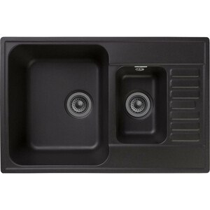 Кухонная мойка GranFest Quarz GF-Z21 K с сифоном, черная кухонная мойка granfest unique 500 1 чаша 500х500 мм топаз u 500 топаз