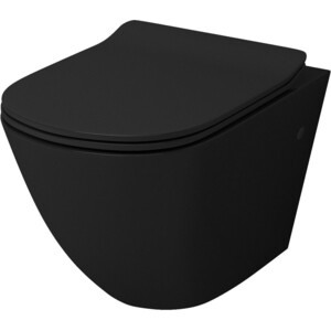 Унитаз подвесной безободковый Grossman с тонким сиденьем микролифт, черный (GR-4411 black S) подвесной безободковый унитаз с сиденьем микролифт grossman gr 4478s