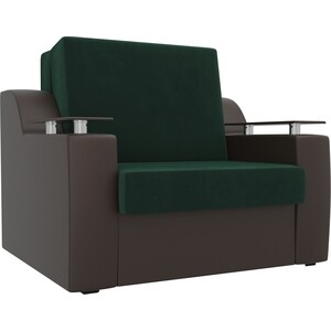 Кресло-кровать аккордеон АртМебель Сенатор велюр зеленый экокожа коричневый (80) кровать двуспальная артмебель герда микровельвет зеленый
