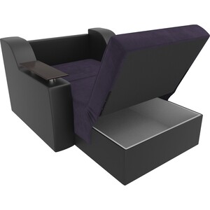 Кресло-кровать аккордеон АртМебель Сенатор велюр фиолетовый экокожа черный (80)