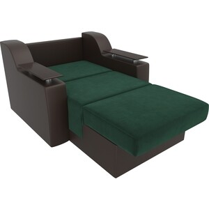 Кресло-кровать АртМебель Сенатор велюр зеленый экокожа коричневый (60)