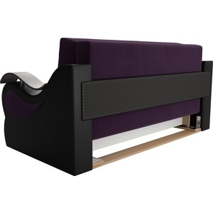 Прямой диван АртМебель Меркурий велюр фиолетовый экокожа черный (160)