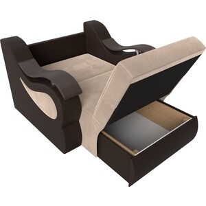 Кресло-кровать АртМебель Меркурий велюр бежевый экокожа коричневый (80)