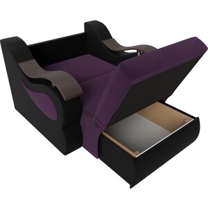Кресло-кровать АртМебель Меркурий велюр фиолетовый экокожа черный (80)