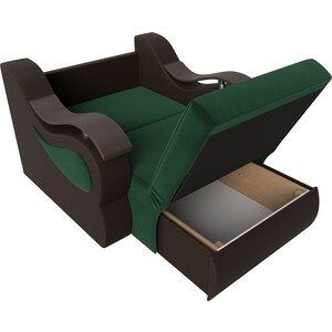 Кресло-кровать АртМебель Меркурий велюр зеленый экокожа коричневый (60)
