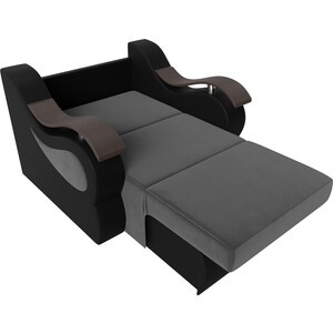 Кресло-кровать АртМебель Меркурий велюр серый экокожа черный (60)