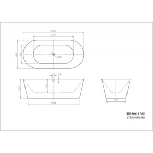 Акриловая ванна BelBagno 180х85 слив-перелив бронза (BB306-1785, BB39-OVF-BRN)