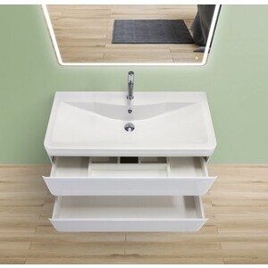 Тумба с раковиной BelBagno Albano 90 bianco lucido (ALBANO-900-2C-SO-BL, BB900/455-LV-MR-ALR)