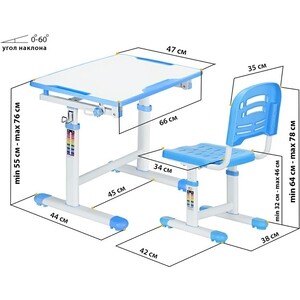 Комплект мебели (столик + стульчик) Mealux EVO EVO-07 blue столешница белая/пластик синий