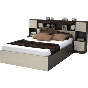 Кровать с прикроватным блоком Ника Басса КР-552 венге/белфорд шкаф с перегородкой ника басса шк 556 венге белфорд