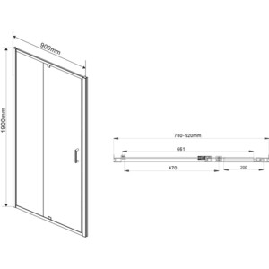 Душевая дверь Vincea Intra VDP-1I 80/90x190 прозрачная, хром (VDP-1I8090CL)