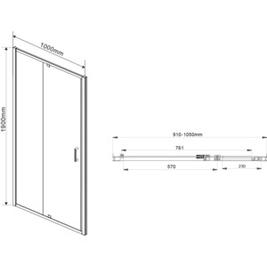 Душевая дверь Vincea Intra VDP-1I 90/100x190 прозрачная, хром (VDP-1I9010CL)