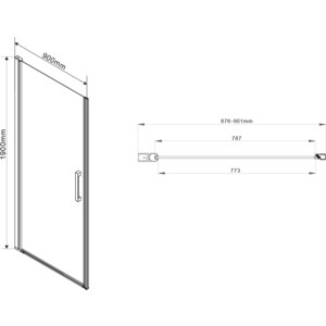 Душевая дверь Vincea Orta VPP-1O 90x190 левая, рифленная Шиншилла, хром (VPP-1O900CH-L)