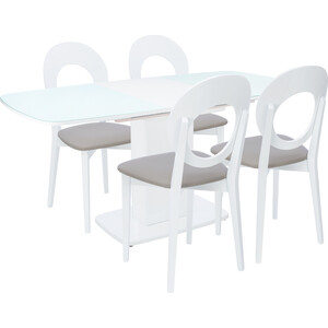 Набор мебели для кухни Leset Денвер 1Р белый лак/стекло белое