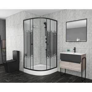 Душевой уголок Niagara Eco 80x80 прозрачный с рисунком, черный (NG-003-14 BLACK)