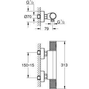 Термостат для душа Grohe Grohtherm 1000 Performance с душевым гарнитуром, хром (34776000, 27394002)